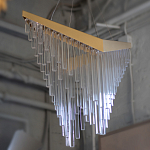 Люстра золотого цвета в форме галочки с каскадом длинных прозрачных трубок Eurofase варинант исполнения - 14 | Loft Concept в Казани