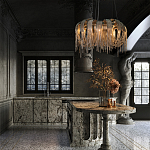 Люстра круглая подвесная с металлическими дугами и длинными цепочками 80 см Atlantis Chain варинант исполнения - 9 | Loft Concept в Казани