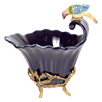 Чаша темно-синего цвета из фарфора с разноцветной птичкой Eden Garden porcelain and bronze варинант исполнения - 8 | Loft Concept в Казани