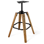 Барный стул со спинкой и металлической подставкой на 4-х деревянных ножках Коричневый Велюр Vendramin Chair варинант исполнения - 5 | Loft Concept в Казани