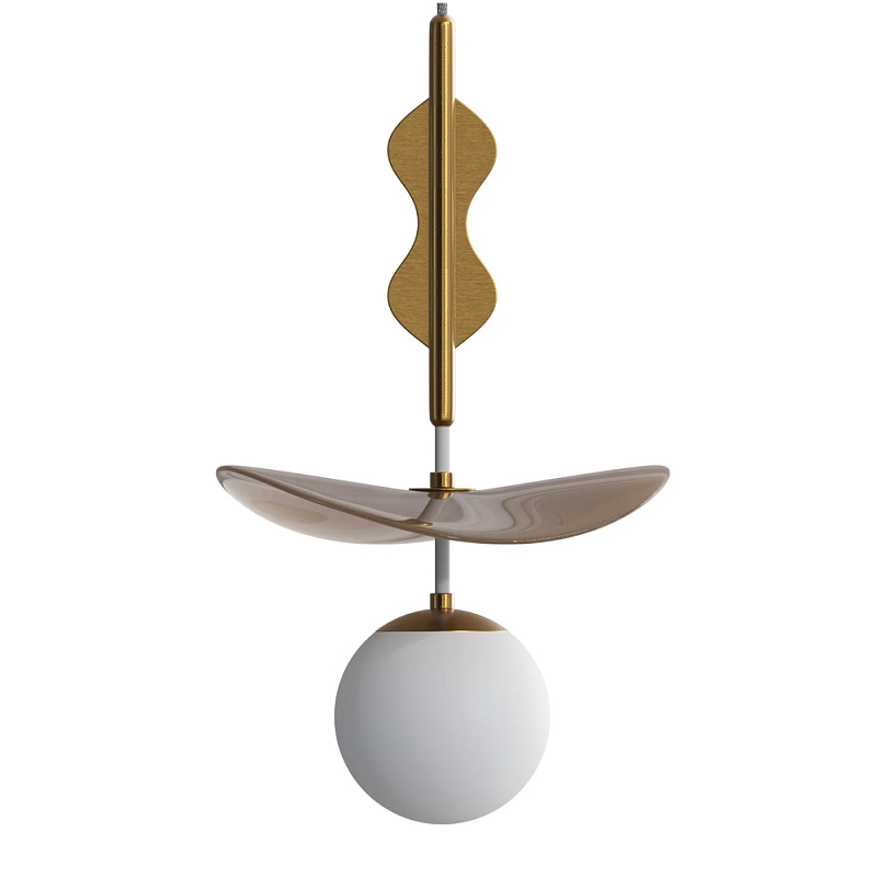 Подвес Bloomy 2 Бежевый Белый Латунь в Казани | Loft Concept 