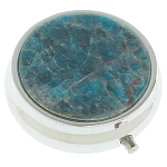 Таблетница карманная круглая с 3-мя отделениями и накладкой из натурального камня Апатит Голубой Silver Stone Pillboxes варинант исполнения - 1 | Loft Concept в Казани