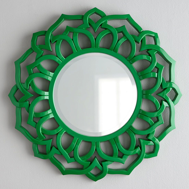 Зеркало круглое в ажурной зеленой раме Green Floral Pattern Зеленый Зеркало круглое в ажурной зеленой раме Green Floral Pattern Зеленый в Казани | Loft Concept