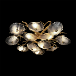 Потолочная люстра круглая ветвистыми бронзовыми элементами и стеклянными рифлеными дисками Textured Glass Chandelier варинант исполнения - 4 | Loft Concept в Казани