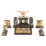 Настольный письменный набор из яшмы и долерита с декором Двуглавый орел Manager Organizer варинант исполнения - 1 | Loft Concept в Казани