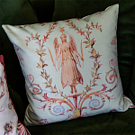 Декоративная подушка светло-зеленая с растительным орнаментом Raffael Angel Green Cushion варинант исполнения - 3 | Loft Concept в Казани