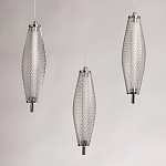 Люстра круглая каскадня с 5-ю плафонами из металлической сетки Mesh Lampshade Lighting варинант исполнения - 6 | Loft Concept в Казани