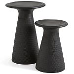 Круглый приставной столик из массива манго Piero Black Side Table варинант исполнения - 3 | Loft Concept в Казани