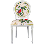 Стул светло-серый из натурального бука с изображением птиц и цветов Blooming Birds Red  варинант исполнения - 1 | Loft Concept в Казани