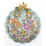 Блюдо из голубого фарфора с бронзовой птичкой Blue Garden варинант исполнения - 2 | Loft Concept в Казани