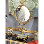 Зеркало с бронзовой подставкой в виде дерева и фарфоровыми птичками на голубом основании Eden Garden варинант исполнения - 4 | Loft Concept в Казани