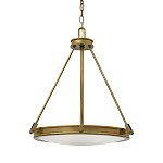 Люстра подвесная цвета латунь с плоским круглым матовым стеклянным плафоном на цепи Hinkley варинант исполнения - 1 | Loft Concept в Казани