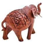 Статуэтка из дерева суар в виде слона в традиционном облачении Elephant in blanket варинант исполнения - 2 | Loft Concept в Казани