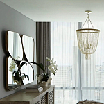 Зеркало в ассиметричной раме золотистого цвета Chaotic варинант исполнения - 4 | Loft Concept в Казани