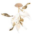 Люстра потолочная с белыми матовыми и золотыми глянцевыми листьями Wintery flovers варинант исполнения - 2 | Loft Concept в Казани