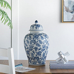 Ваза с крышкой и бело-синим цветочным узором Blue & White Ornament  варинант исполнения - 8 | Loft Concept в Казани