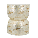 Приставной столик с мозаичным рисунком из раковин устриц Bone Inlay варинант исполнения - 2 | Loft Concept в Казани