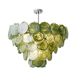 Люстра из зеленых стеклянных дисков с перламутровым эффектом Green Glowing Glaze варинант исполнения - 1 | Loft Concept в Казани
