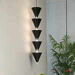 Подвесной светильник светодиодный в виде ряда черных металлических конусов  Herringbone варинант исполнения - 3 | Loft Concept в Казани