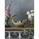 Чаша голубого цвета с оранментом и и бронзовыми фигурами леопардов Eden Garden варинант исполнения - 5 | Loft Concept в Казани