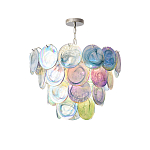 Люстра с каскадом из круглых разноцветных стеклянных дисков Mother of Pearl Iridescence варинант исполнения - 4 | Loft Concept в Казани