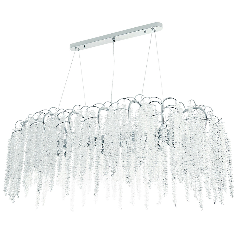 Линейная люстра с хрустальными подвесками Bunch of Crystal Berries Linear Chandelier 16 Серебряный Прозрачный Линейная люстра с хрустальными подвесками Bunch of Crystal Berries Linear Chandelier 16 Серебряный Прозрачный в Казани | Loft Concept