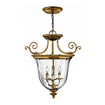 Люстра подвесная цвета латунь с прозрачным стеклянным плафоном и тремя лампами в классическом стиле на цепи Hinkley варинант исполнения - 2 | Loft Concept в Казани