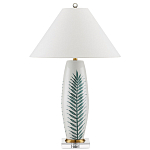 Настольная лампа овальная с тропическим принтом Stylized Aalm Leaves Motif варинант исполнения - 4 | Loft Concept в Казани