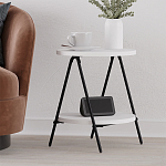 Стол приставной с 2-мя круглыми белыми столешницами ESSEL SIDE TABLE WHITE варинант исполнения - 6 | Loft Concept в Казани