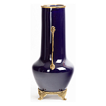 Ваза темно-синяя фарфоровая с бронзовыми ручками и ножками Eden Garden варинант исполнения - 3 | Loft Concept в Казани