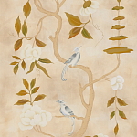 Обои ручная роспись Gustavian Tree of Life Special Colourway on Edo custom white painted silk варинант исполнения - 2 | Loft Concept в Казани