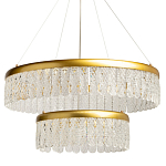 Люстра двухъярусная с золотого цвета и прозрачными подвесками Pettico варинант исполнения - 1 | Loft Concept в Казани