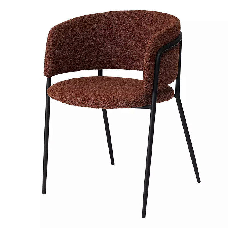 Стул полукруглый мягкий с буклированной обивкой Chair with Boucle Upholstery Черный Терракотовый в Казани | Loft Concept 