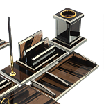 Настольный письменный набор с часами из природного камня обсидиана Team leader варинант исполнения - 4 | Loft Concept в Казани