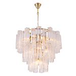 Люстра круглая многоярусная с прозрачными подвесками из стекла Hexagon Tube Light варинант исполнения - 3 | Loft Concept в Казани