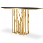 Консоль с чёрной столешницей и золотым фигурным основанием Cosmo варинант исполнения - 2 | Loft Concept в Казани