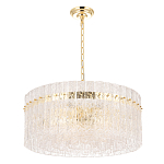 Люстра подвесная круглая с прозрачными рельефными стеклянными вставками и золотым основанием Textured Glass Chandelier варинант исполнения - 2 | Loft Concept в Казани