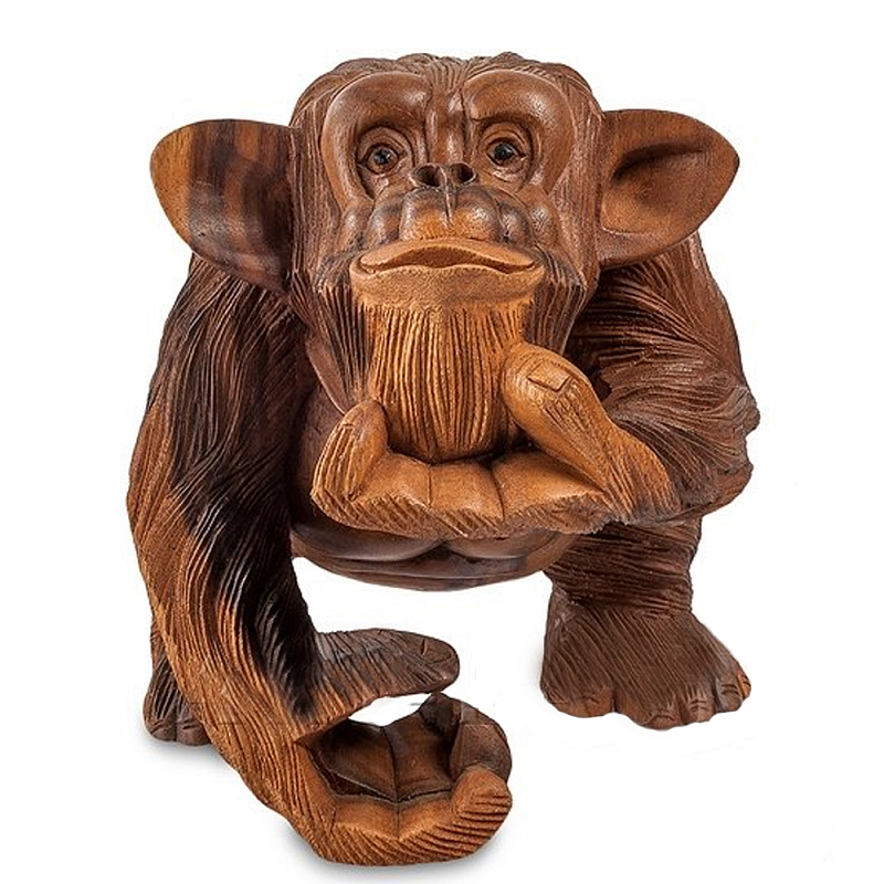 Статуэтка деревянная в виде обезьяны Wooden Monkey Коричневый в Казани | Loft Concept 