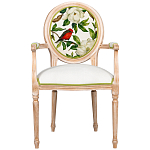 Стул с подлокотниками золотистый из бука с изображением птиц и цветов Blooming Red Birds варинант исполнения - 1 | Loft Concept в Казани