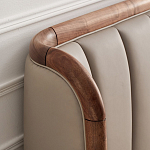 Кровать двуспальная с мягким изголовьем Moon Walnut Bed варинант исполнения - 7 | Loft Concept в Казани