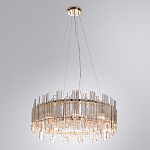 Люстра подвесная круглая с прозрачными хрустальными трубками и золотистым каркасом Диаметр 60 см Hexagon Tube Light варинант исполнения - 2 | Loft Concept в Казани