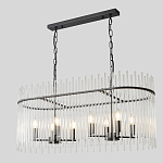 Люстра подвесная овальная со стеклянными прозрачными трубками и металлическим каркасом черного цвета Nembus варинант исполнения - 3 | Loft Concept в Казани