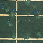 Обои ручная роспись Morning Glory Original colourway on Edo Green painted Xuan paper варинант исполнения - 1 | Loft Concept в Казани