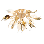 Люстра потолочная с декоративными белыми и золотистыми листьями Wintery flovers варинант исполнения - 3 | Loft Concept в Казани