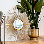 Зеркало-солнце круглое в раме из металла с золотыми с лучами Rays of Peace варинант исполнения - 3 | Loft Concept в Казани