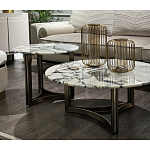 Столик журнальный с круглой мраморной столешницей Unique Stone Design варинант исполнения - 7 | Loft Concept в Казани