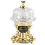 Икорница с декором "Три рыбки" с гравировкой и натуральным камнем Нефрит Decorative Cavair Dishes варинант исполнения - 1 | Loft Concept в Казани