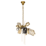 Люстра подвесная со стеклянными плафонами из дымчатого и золотистого с тремя вертикальными подвесками Gilded Mirage  варинант исполнения - 2 | Loft Concept в Казани