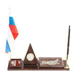 Настольный письменный набор с часами в виде пирамиды из природного камня обсидиана Pyramid of Time варинант исполнения - 1 | Loft Concept в Казани