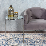 Приставной столик на серебристом основании с столешницей из стекла Noir варинант исполнения - 4 | Loft Concept в Казани